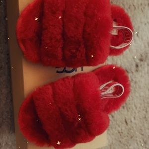 Red Toddler Fluff Yeah UGG Slides Size 7